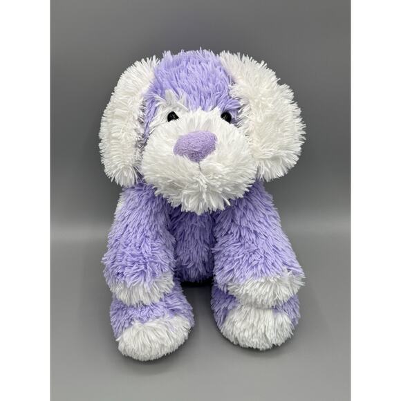 2012 Animal Adventure Purple White Puppy Dog Floppy Plush 16 Inch Stuffed Toy - Picture 1 of 10